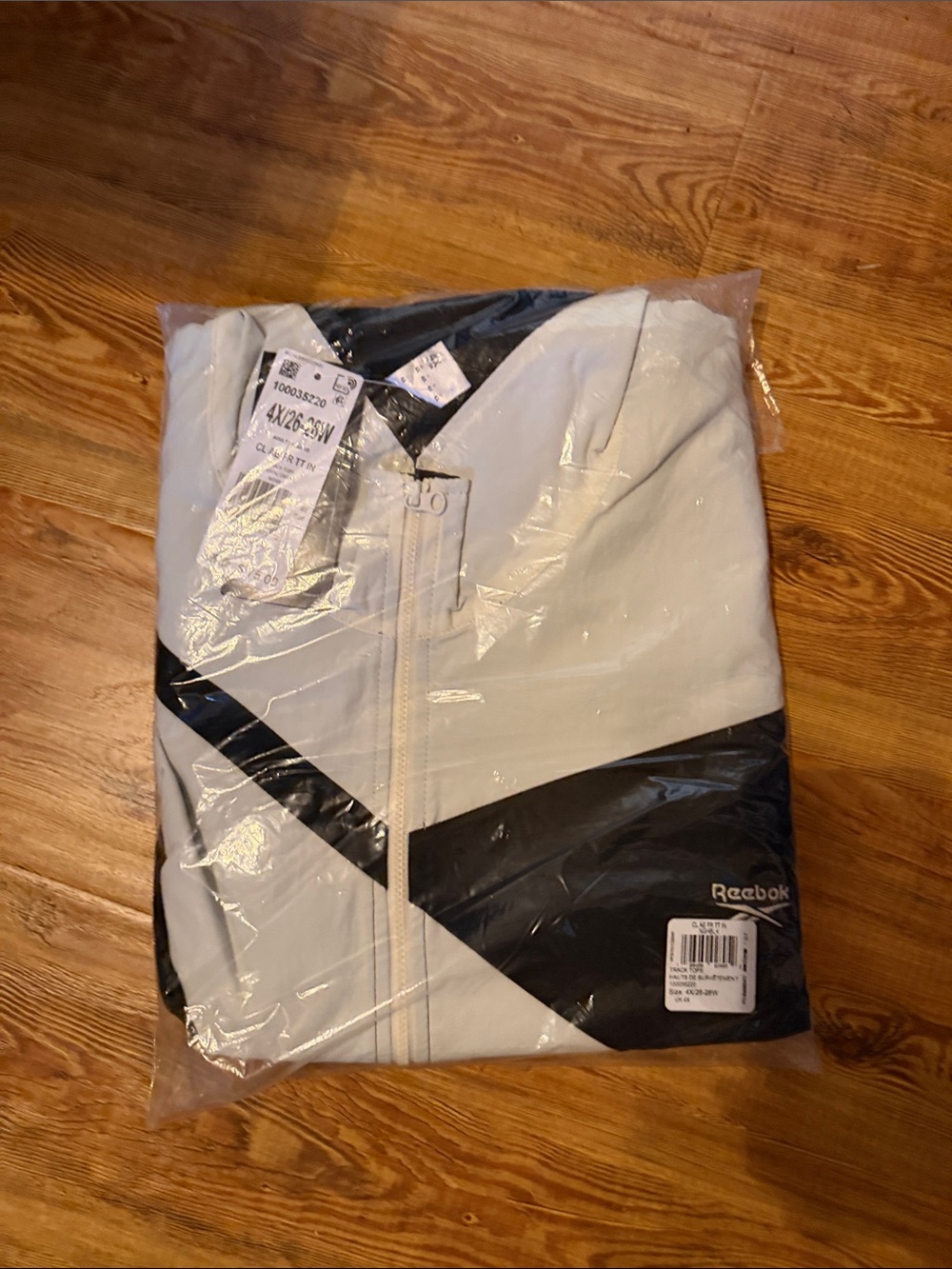 Reebok White and Black Geometric Zip Jacket
